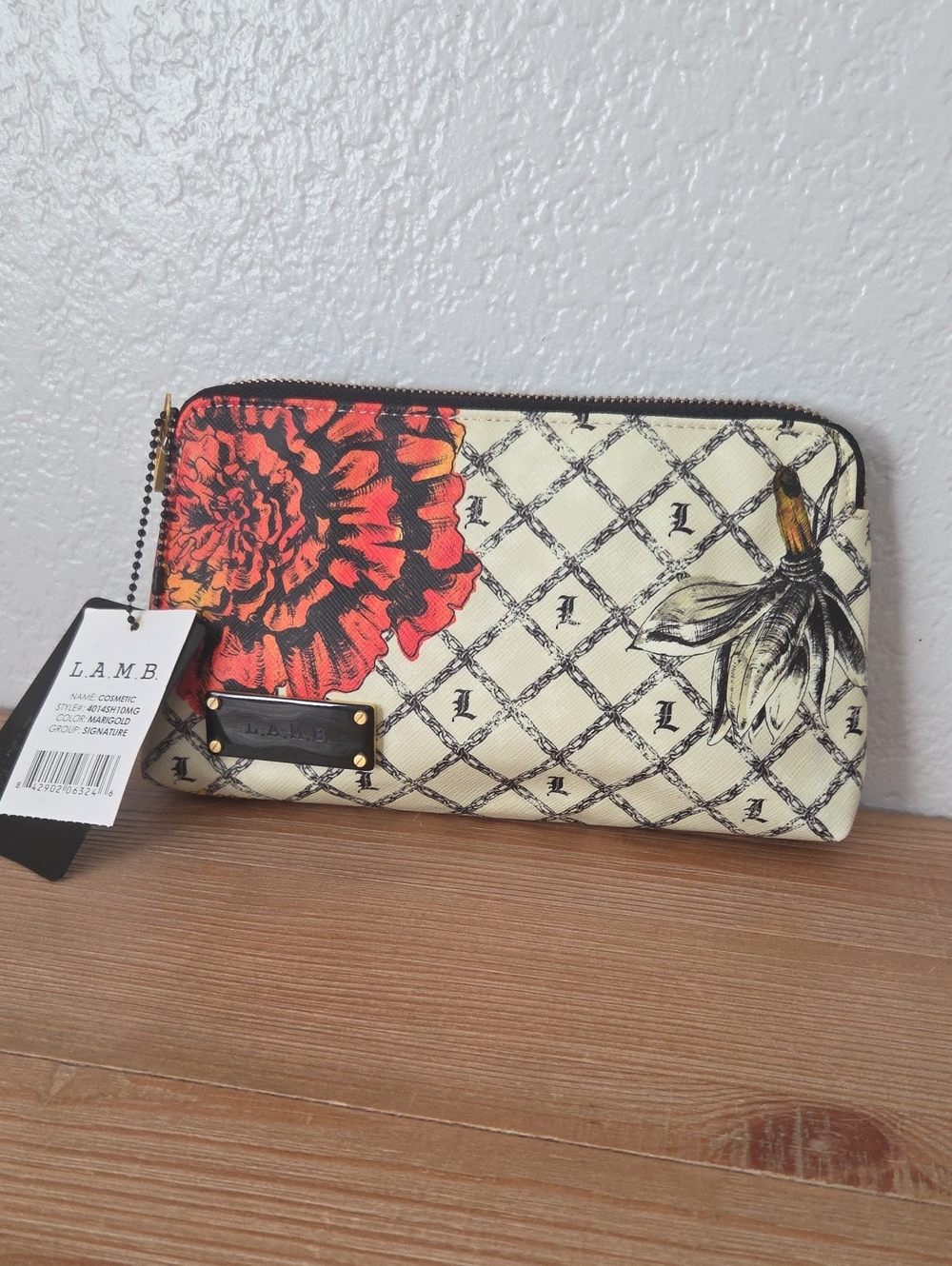 NWT Y2K L.a.m.b. Gwen Stefani Marigold Cosmetic Zipper Pouch GLORIOUS PATTERN🌻